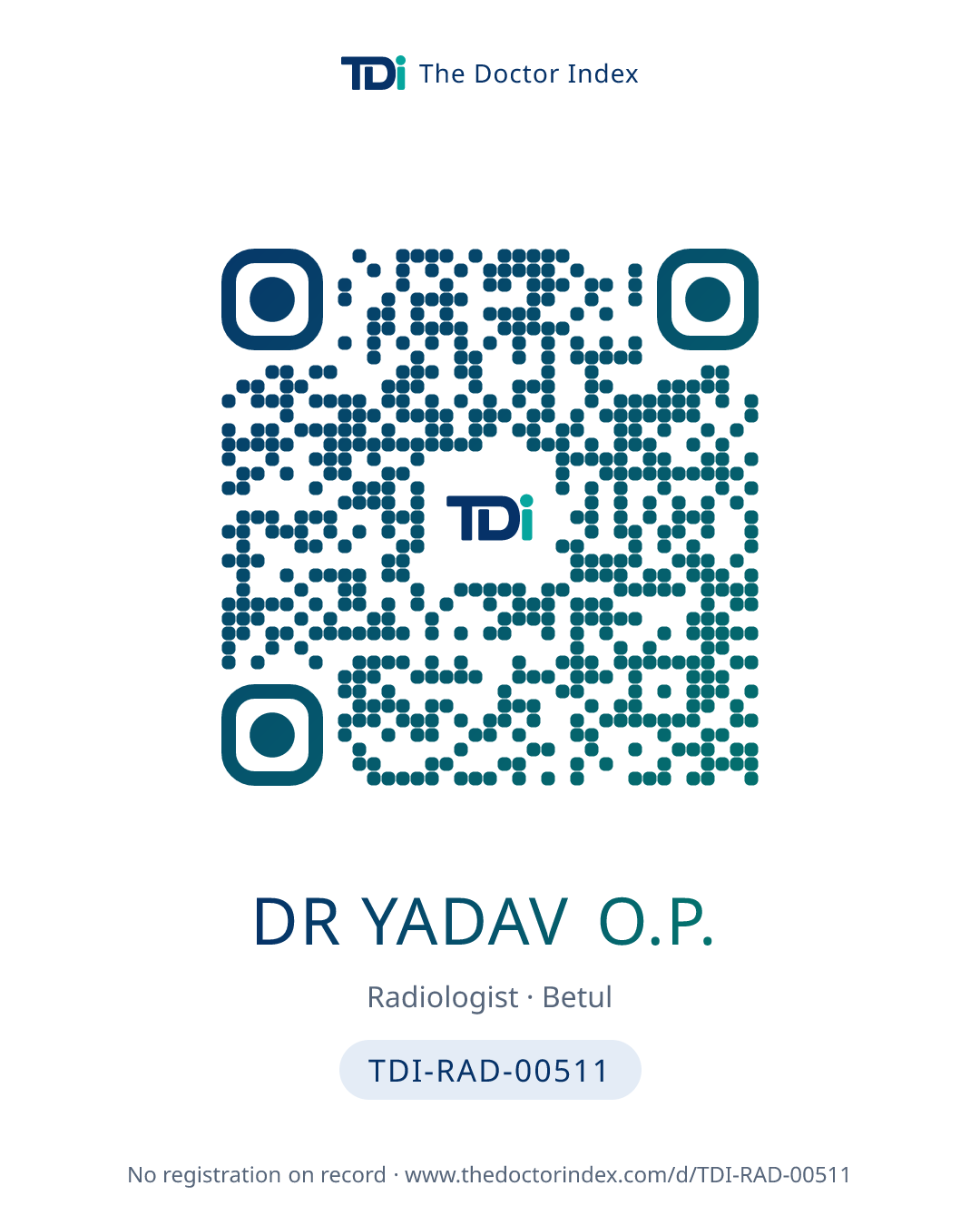 QR card for Dr Yadav O.P., TDI-RAD-00511