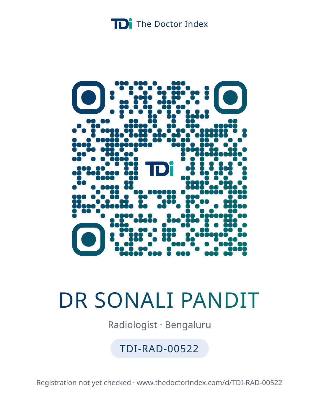 QR card for Dr Sonali Pandit, TDI-RAD-00522