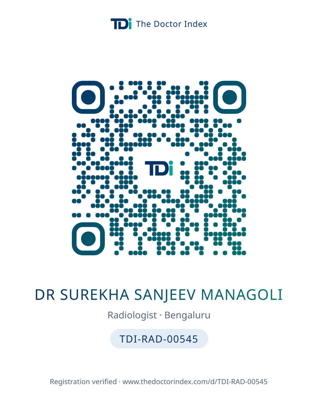 QR card for Dr Surekha Sanjeev Managoli, TDI-RAD-00545