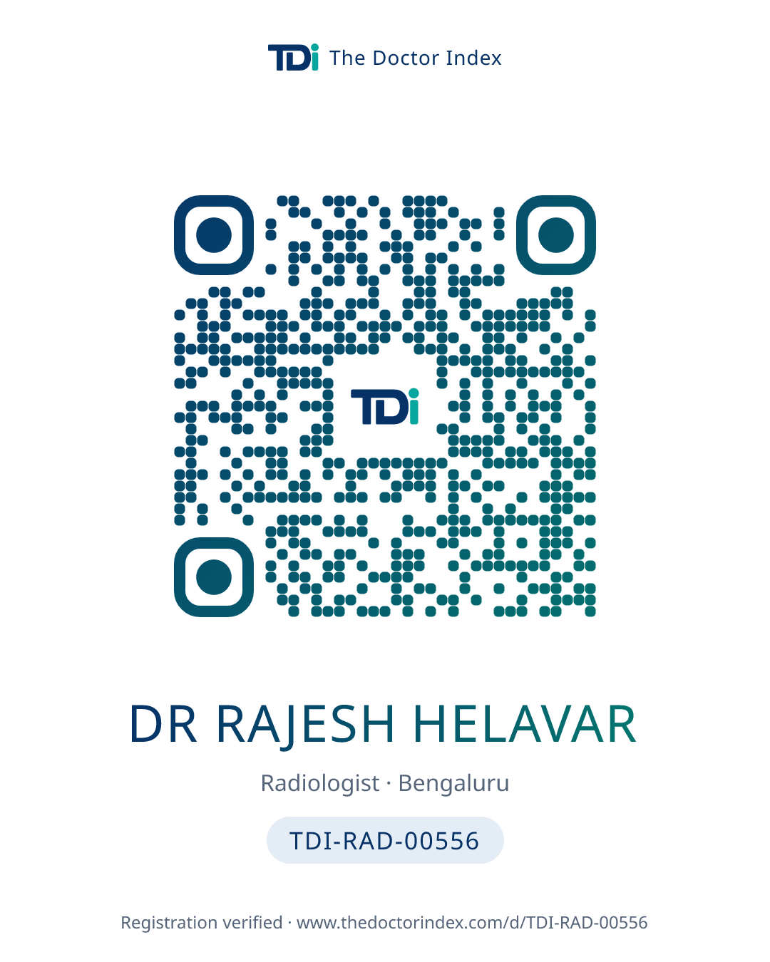 QR card for Dr Rajesh Helavar, TDI-RAD-00556