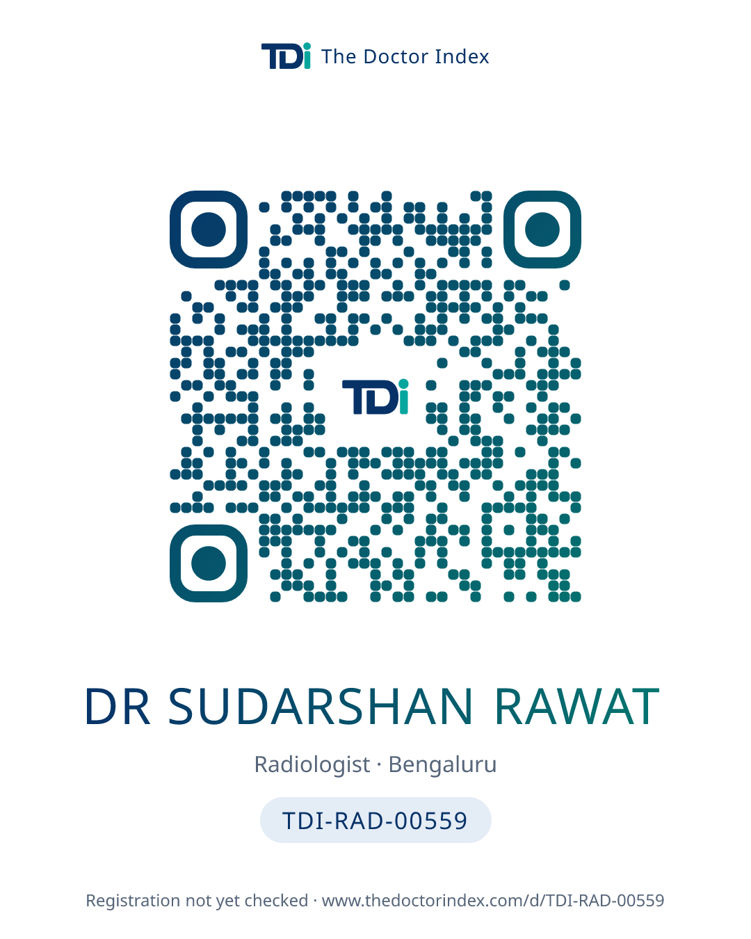 QR card for Dr Sudarshan Rawat, TDI-RAD-00559