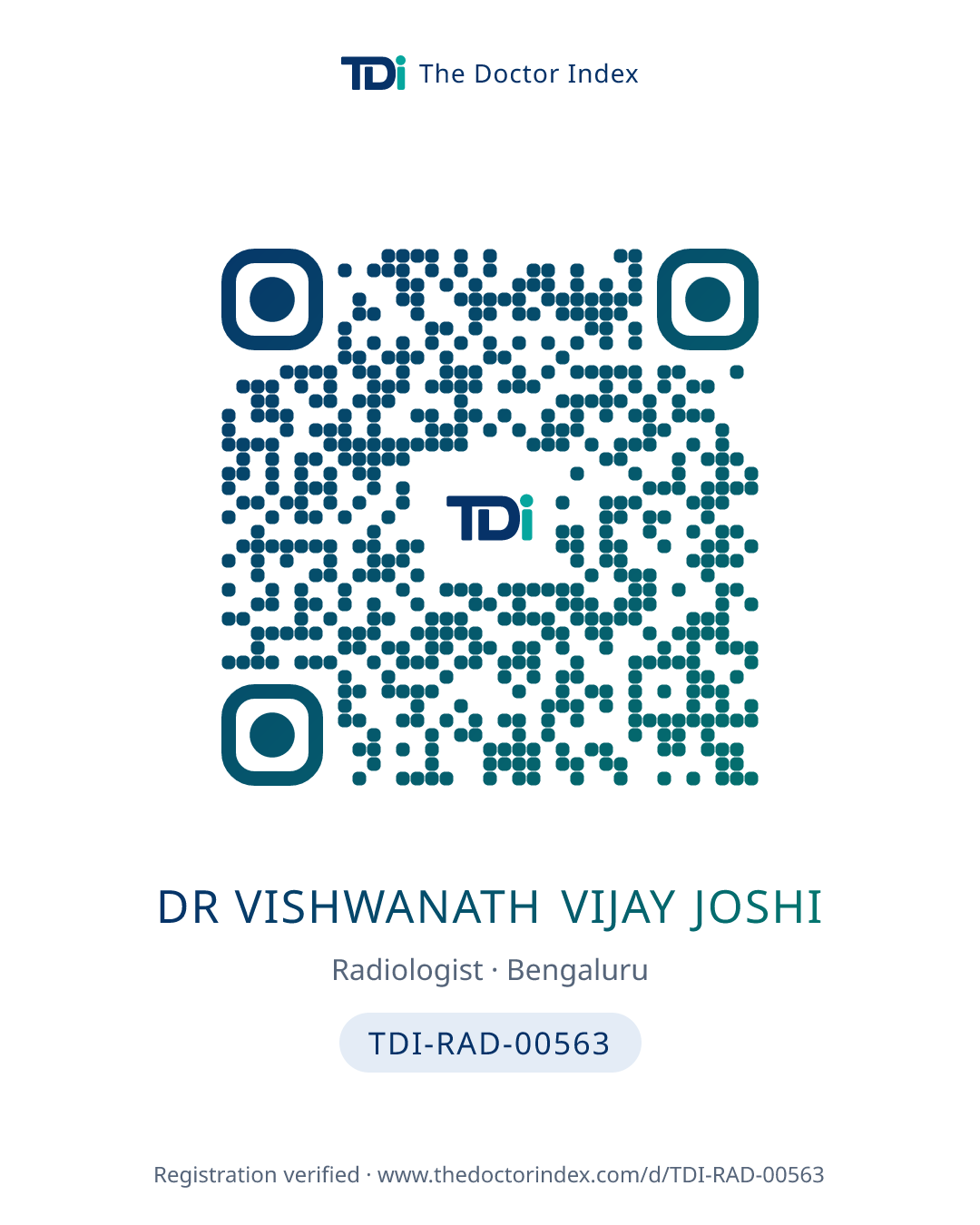 QR card for Dr Vishwanath Vijay Joshi, TDI-RAD-00563