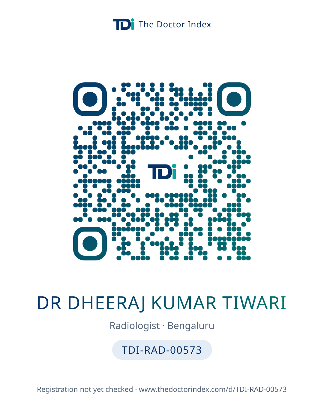 QR card for Dr Dheeraj Kumar Tiwari, TDI-RAD-00573
