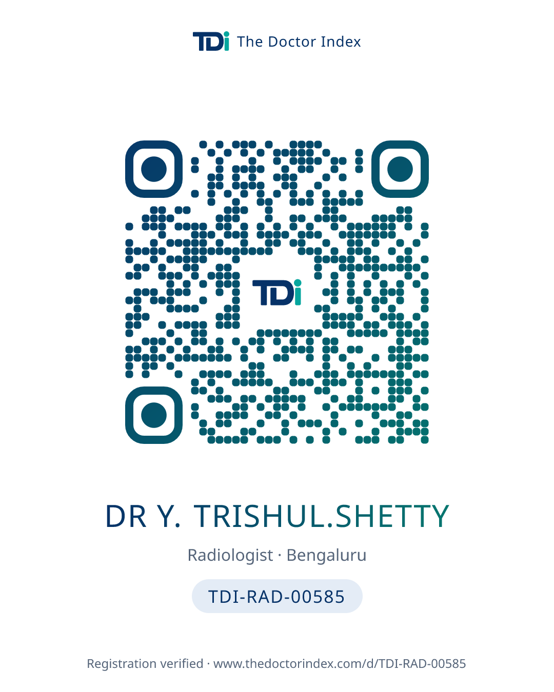QR card for Dr Y. Trishul.Shetty, TDI-RAD-00585