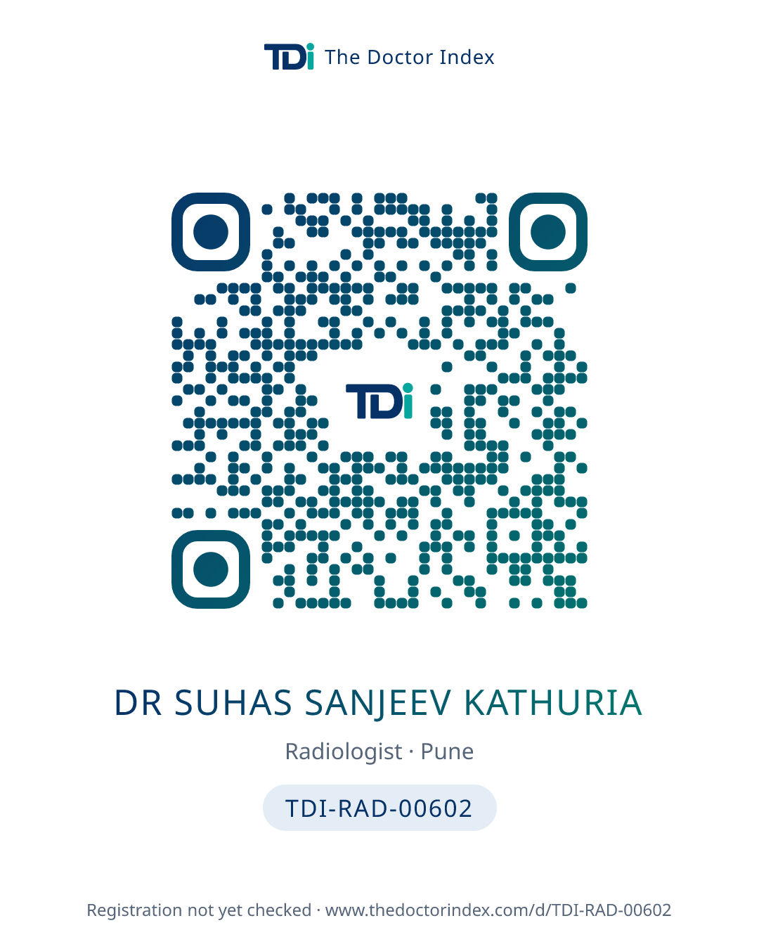 QR card for Dr Suhas Sanjeev Kathuria, TDI-RAD-00602