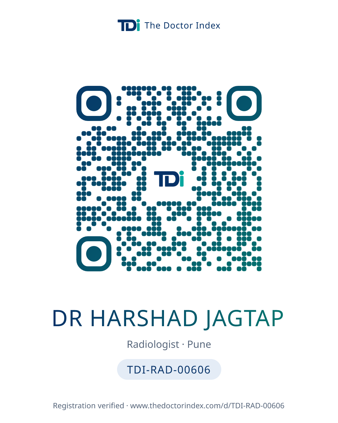 QR card for Dr Harshad Jagtap, TDI-RAD-00606
