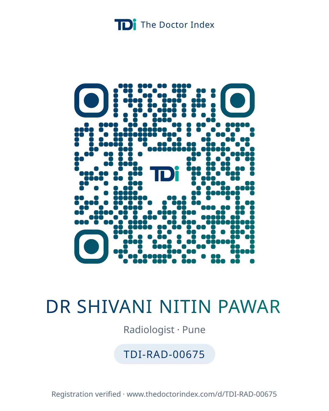 QR card for Dr Shivani Nitin Pawar, TDI-RAD-00675