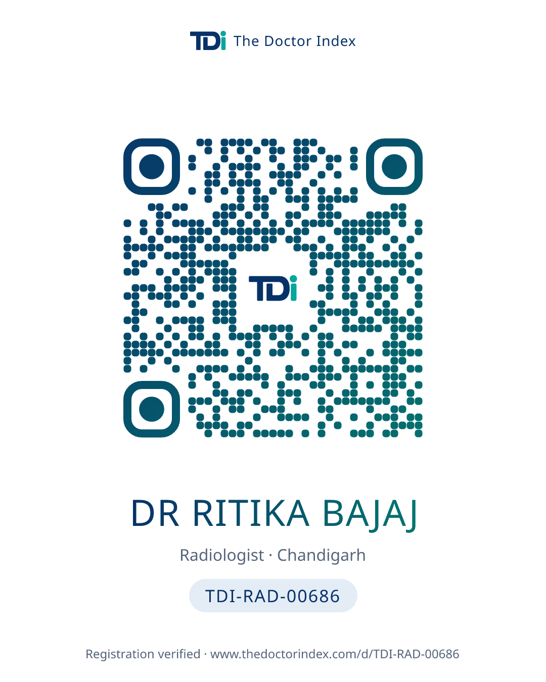 QR card for Dr Ritika Bajaj, TDI-RAD-00686
