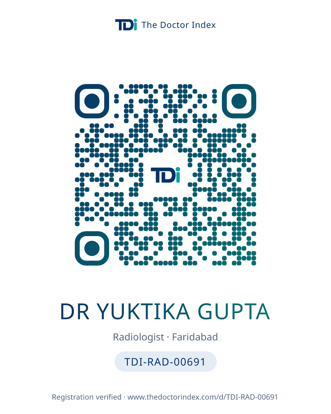 QR card for Dr Yuktika Gupta, TDI-RAD-00691