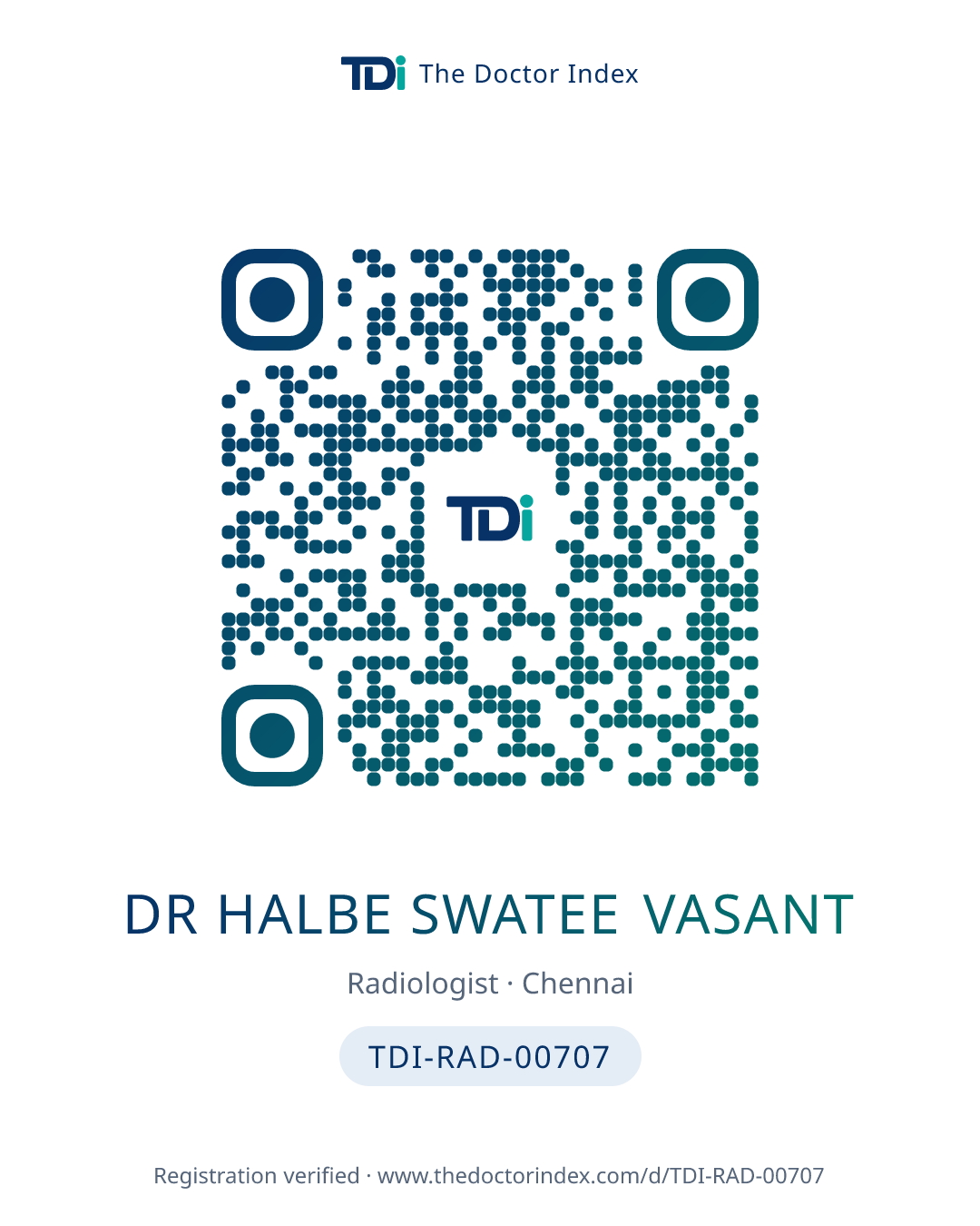 QR card for Dr Halbe Swatee Vasant, TDI-RAD-00707