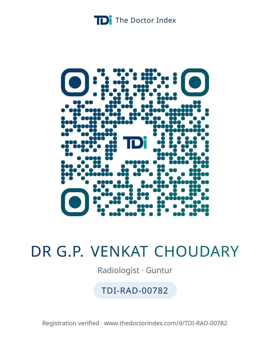 QR card for Dr G.P. Venkat Choudary, TDI-RAD-00782