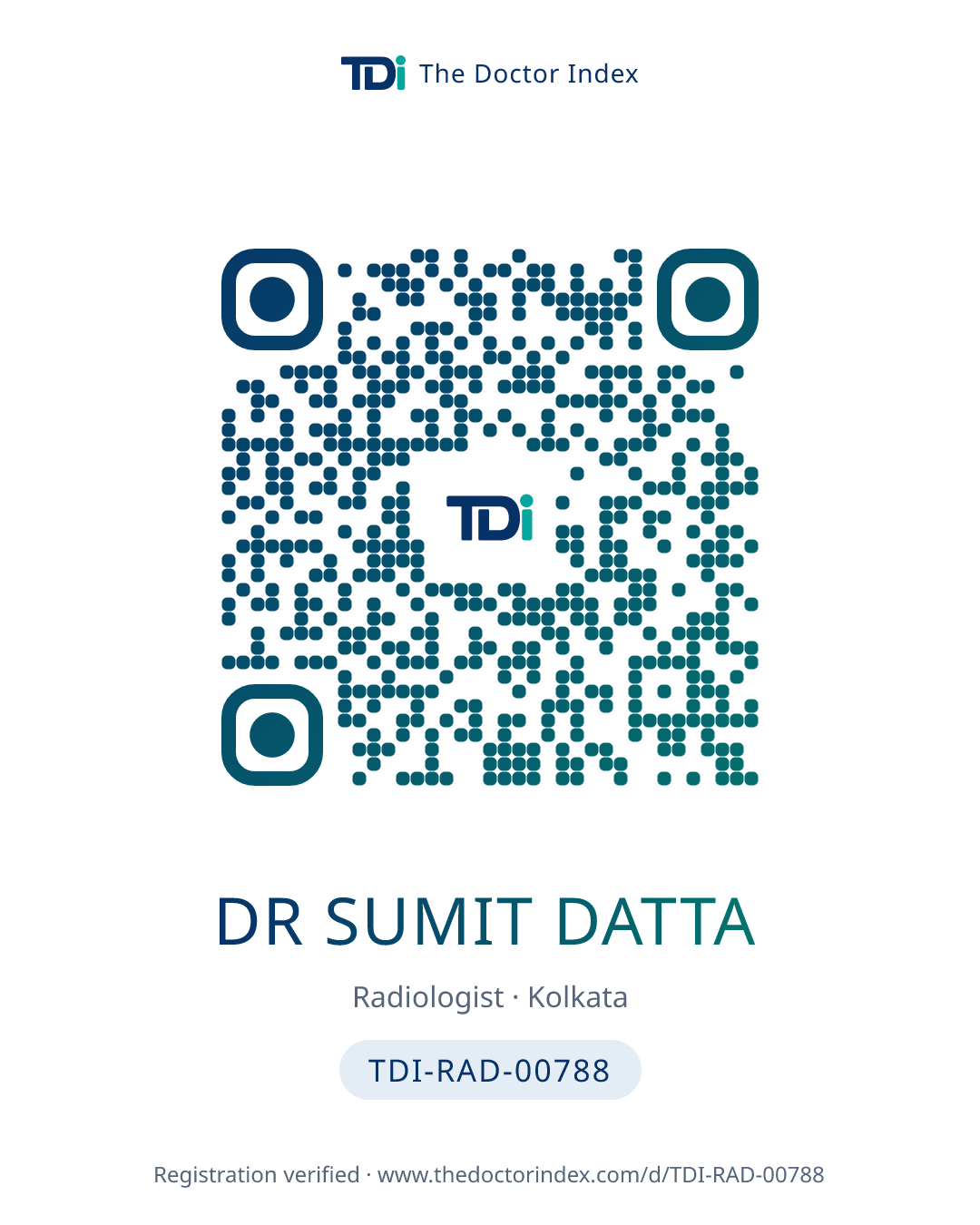QR card for Dr Sumit Datta, TDI-RAD-00788