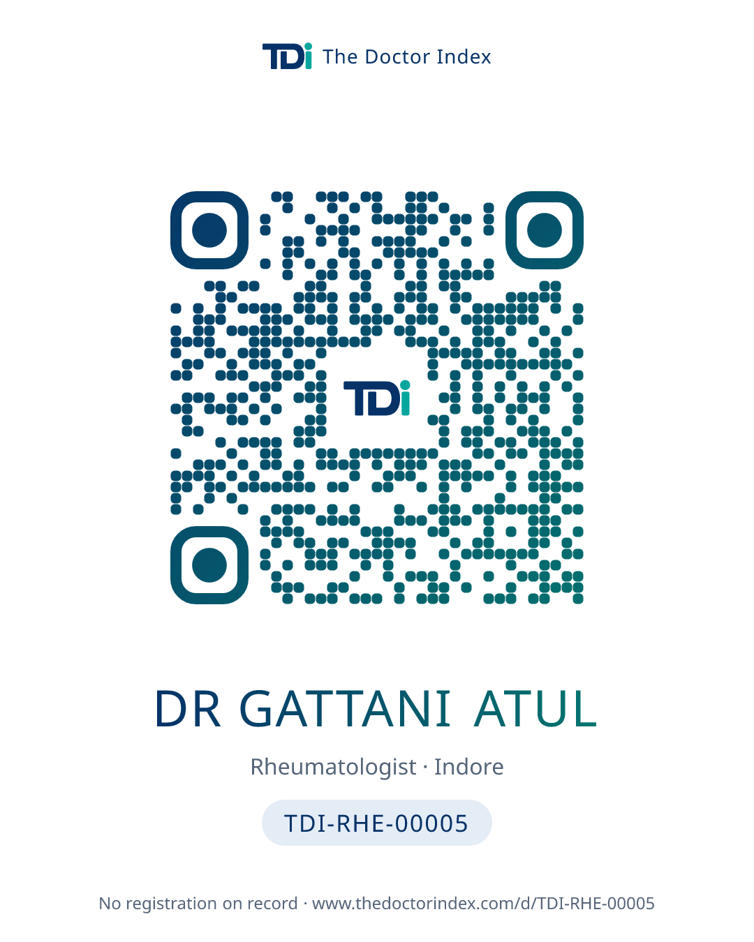 QR card for Dr Gattani Atul, TDI-RHE-00005