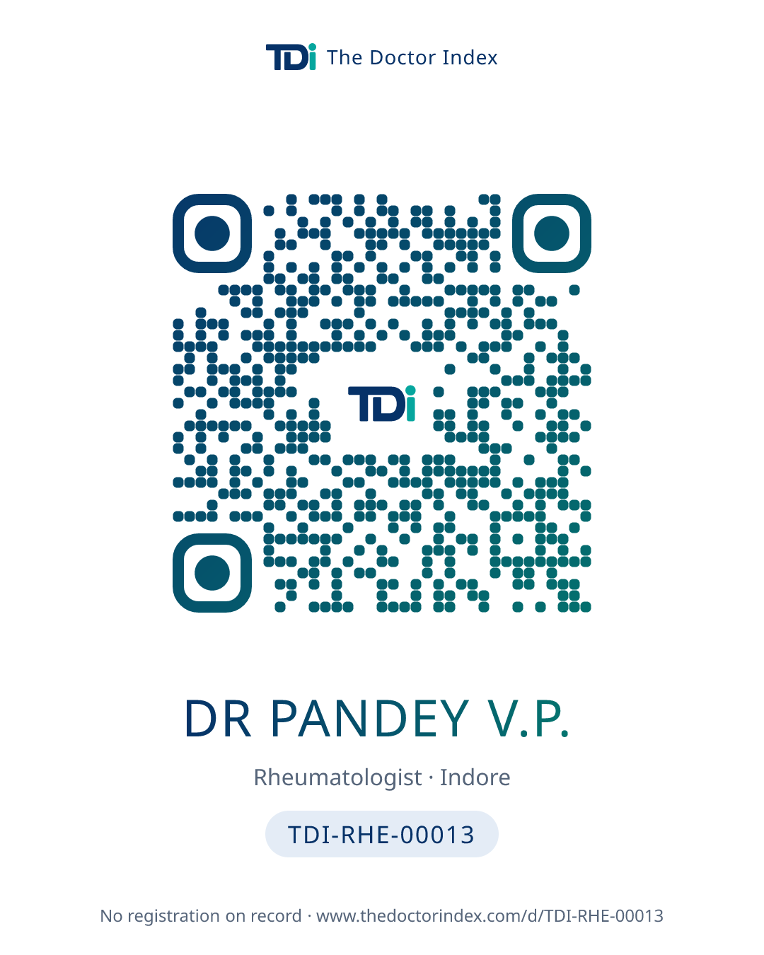 QR card for Dr Pandey V.P., TDI-RHE-00013