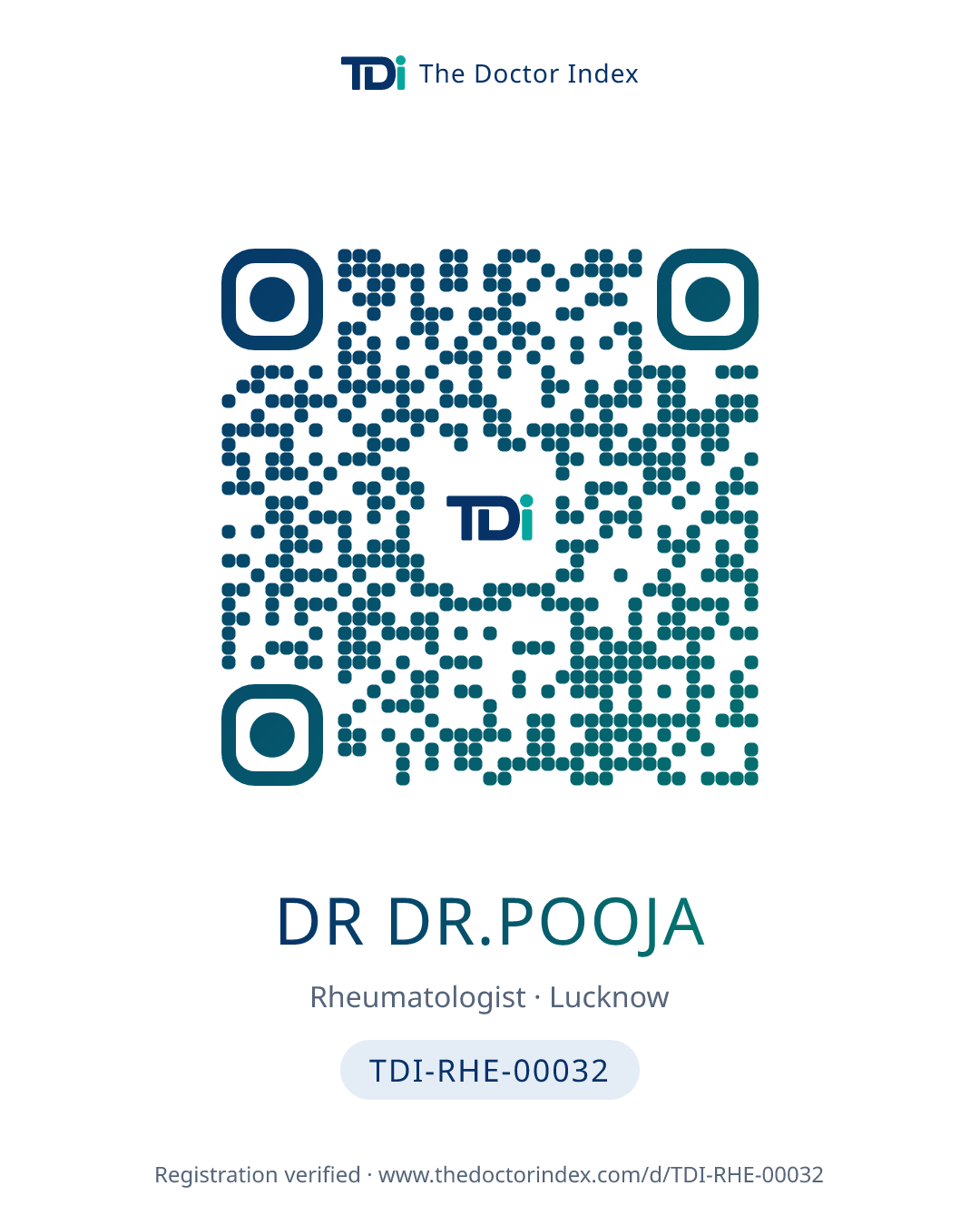 QR card for Dr Dr.pooja, TDI-RHE-00032