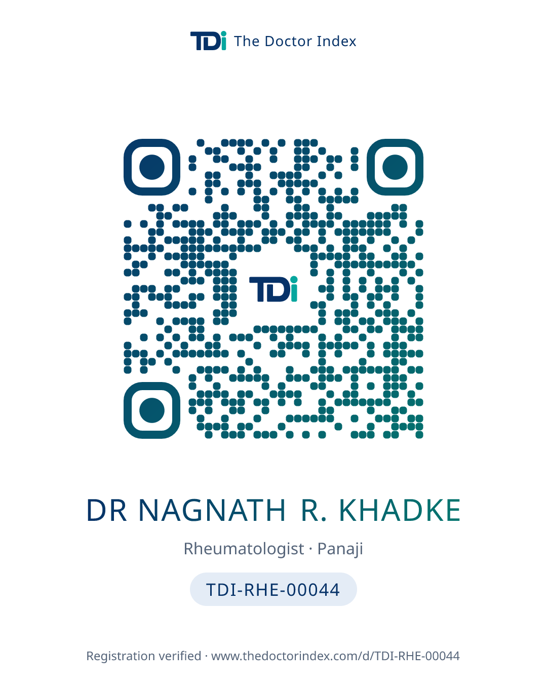 QR card for Dr Nagnath R. Khadke, TDI-RHE-00044