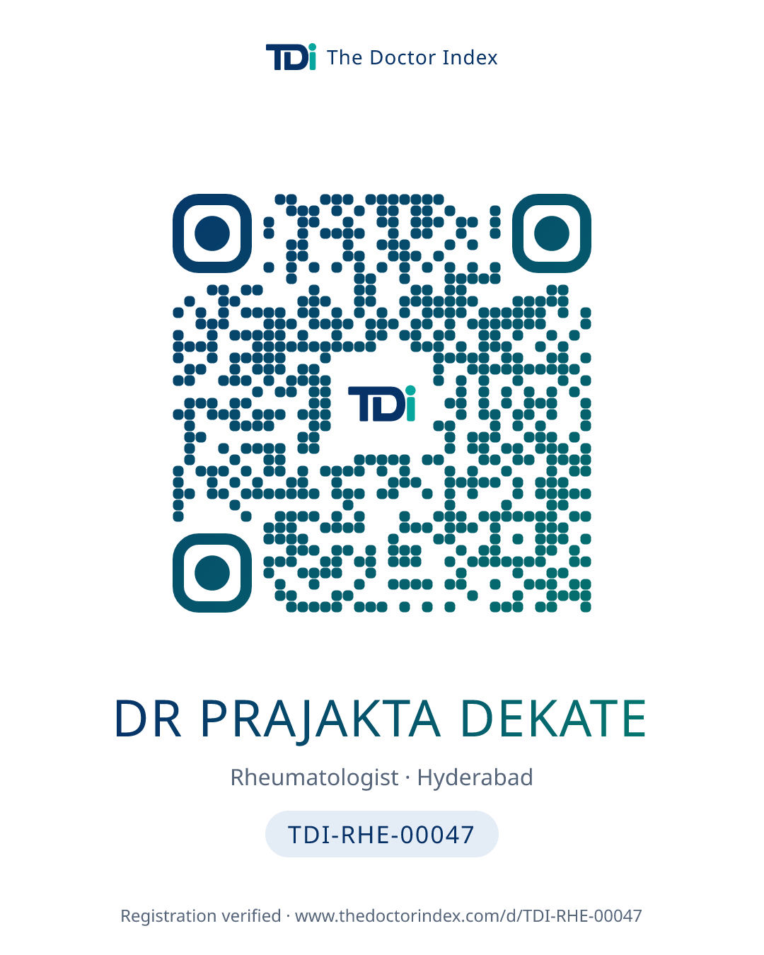 QR card for Dr Prajakta Dekate, TDI-RHE-00047