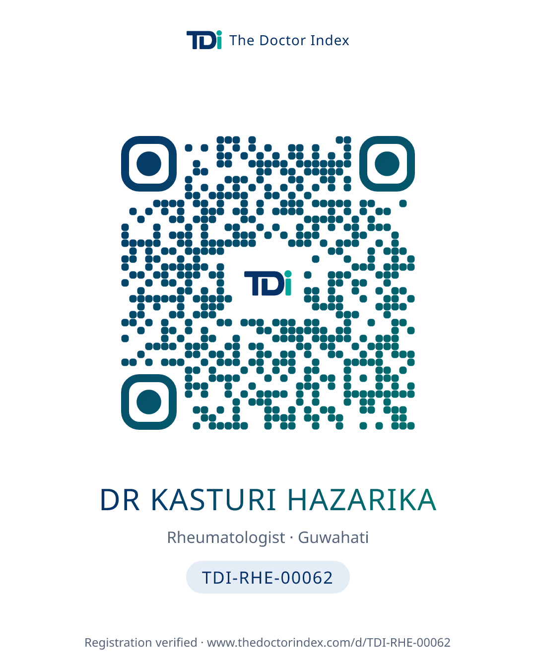 QR card for Dr Kasturi Hazarika, TDI-RHE-00062