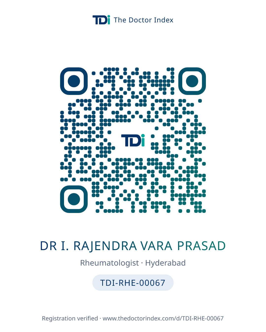 QR card for Dr I. Rajendra Vara Prasad, TDI-RHE-00067