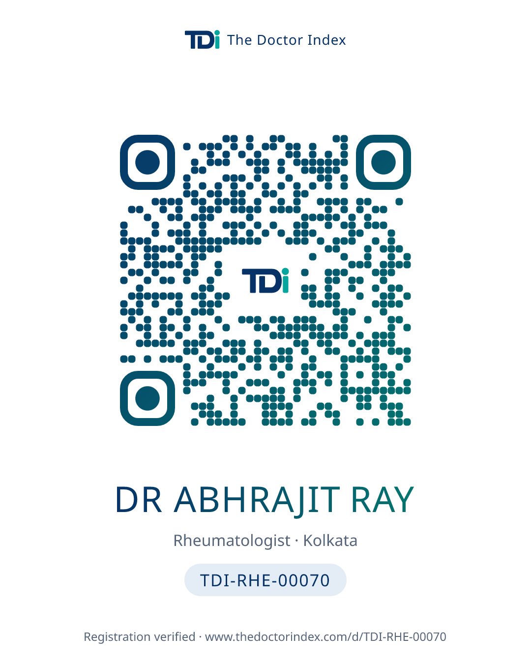 QR card for Dr Abhrajit Ray, TDI-RHE-00070