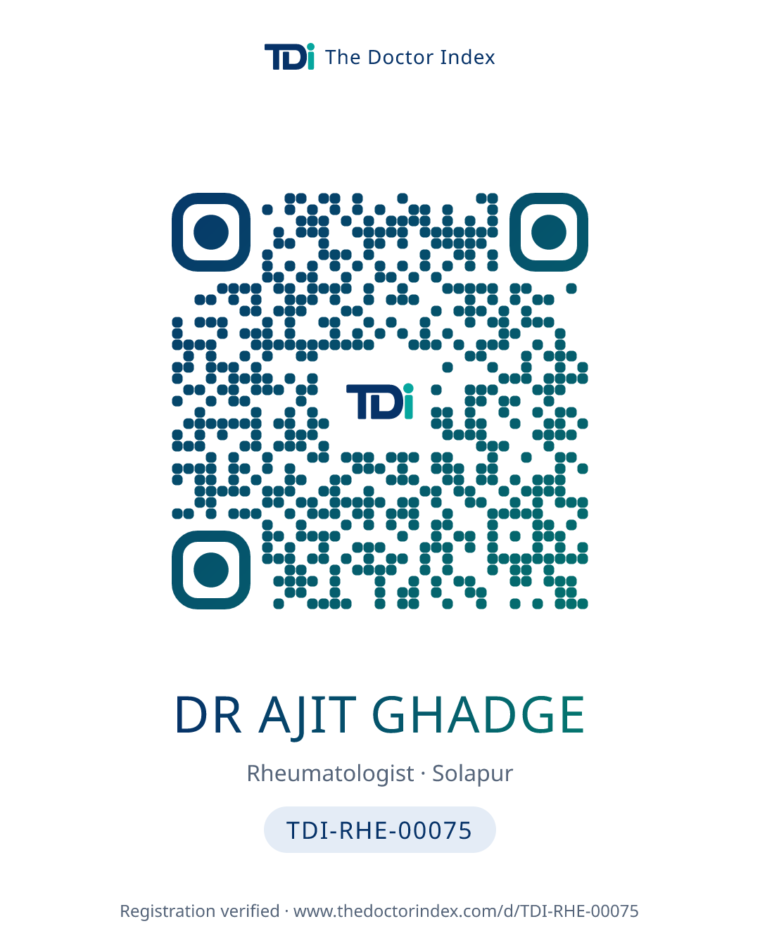 QR card for Dr Ajit Ghadge, TDI-RHE-00075