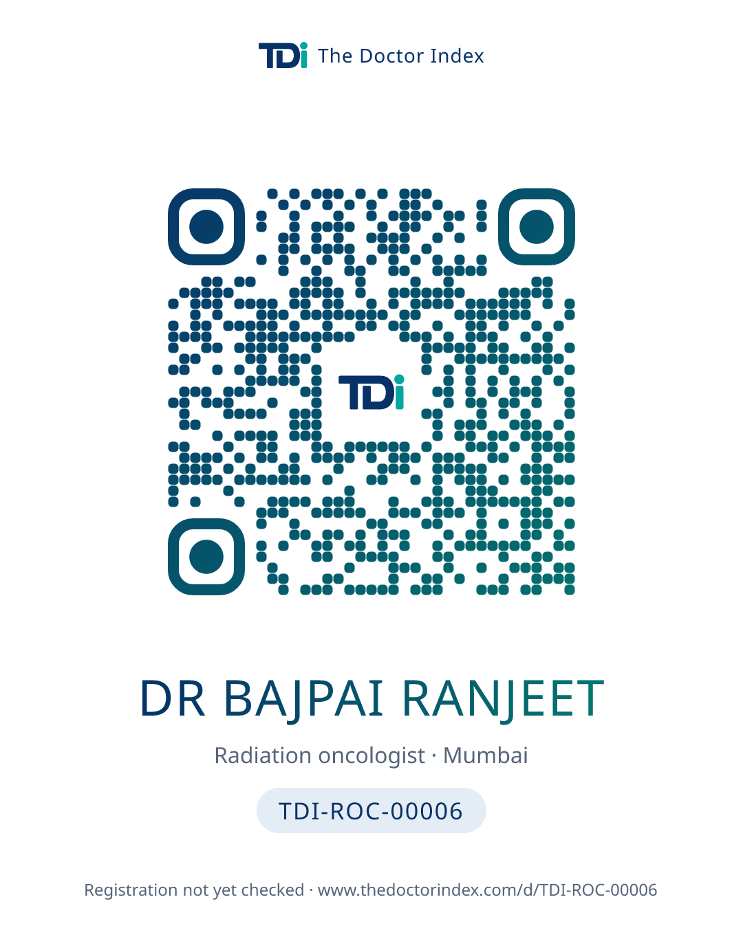 QR card for Dr Bajpai Ranjeet, TDI-ROC-00006