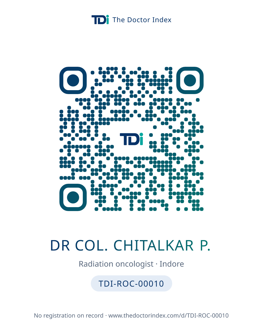 QR card for Dr Col. Chitalkar P., TDI-ROC-00010