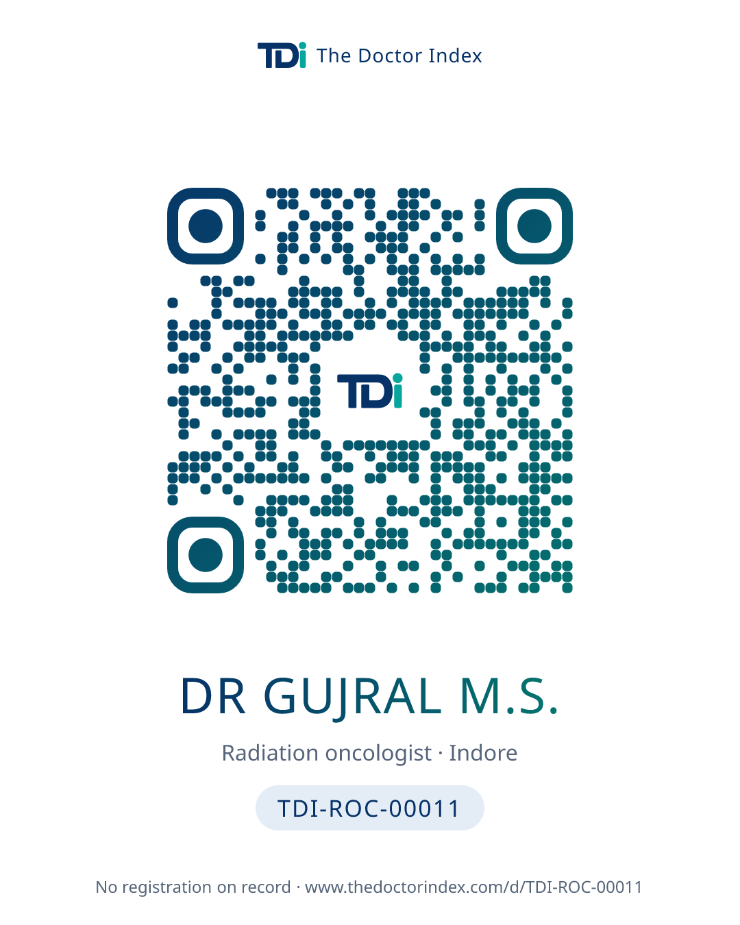QR card for Dr Gujral M.S., TDI-ROC-00011