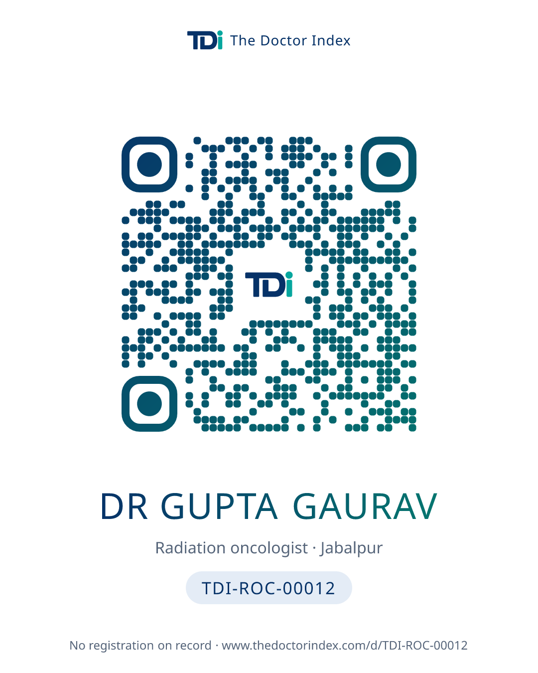 QR card for Dr Gupta Gaurav, TDI-ROC-00012