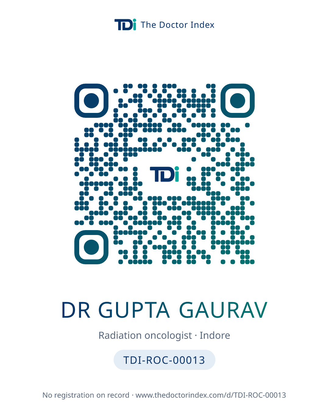 QR card for Dr Gupta Gaurav, TDI-ROC-00013