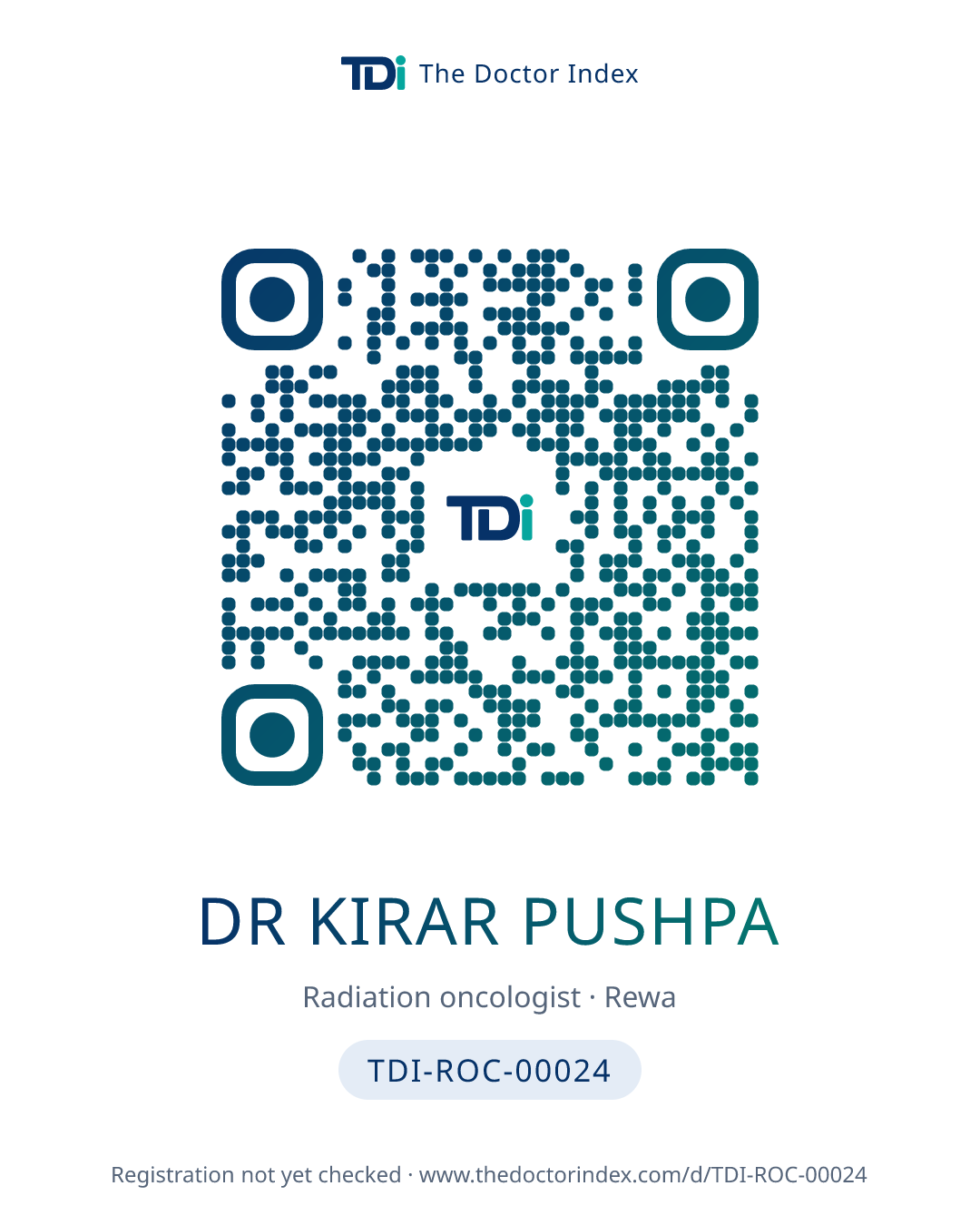 QR card for Dr Kirar Pushpa, TDI-ROC-00024