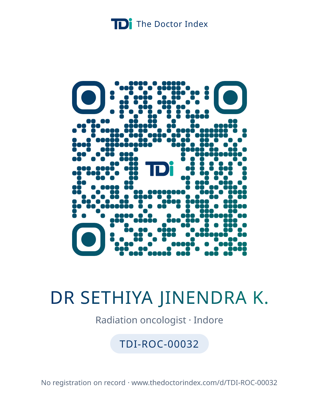 QR card for Dr Sethiya Jinendra K., TDI-ROC-00032