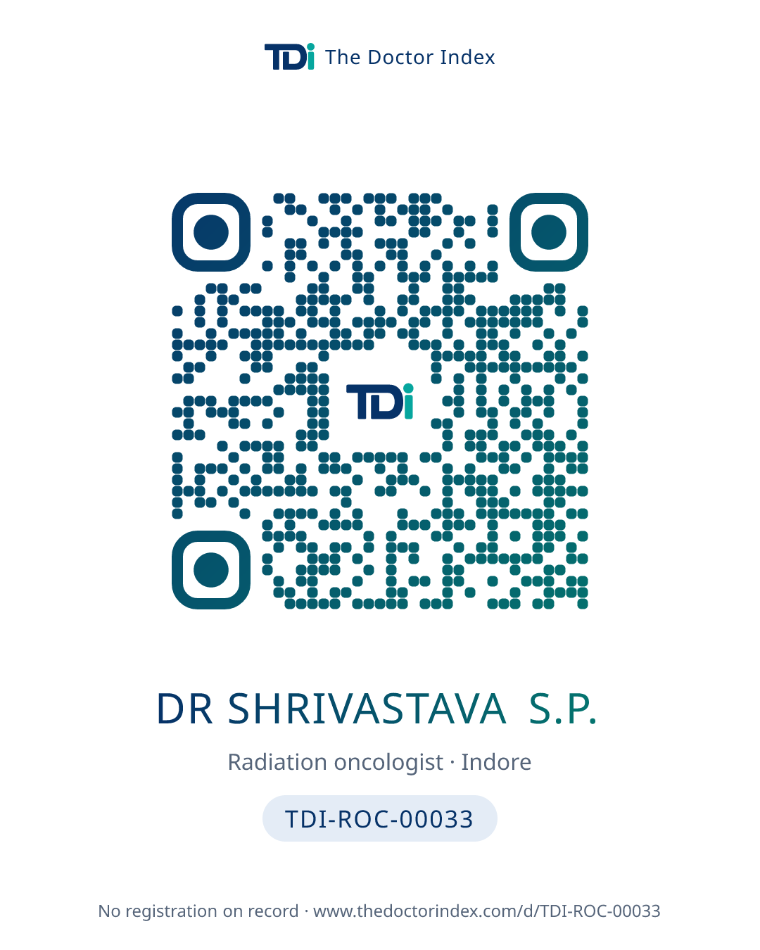 QR card for Dr Shrivastava S.P., TDI-ROC-00033