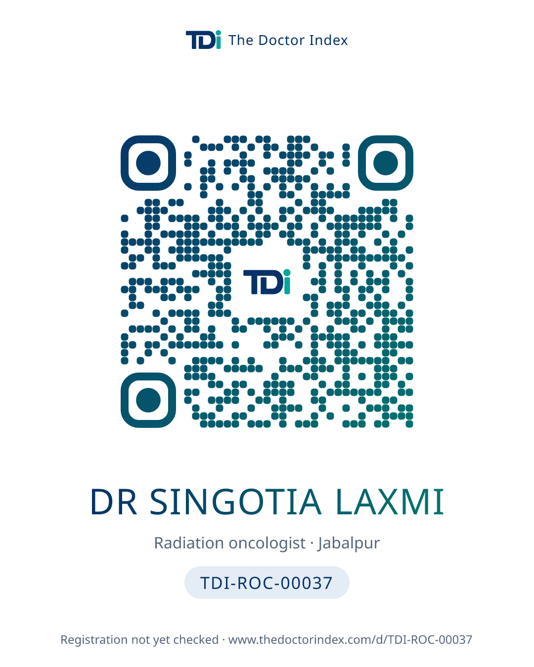 QR card for Dr Singotia Laxmi, TDI-ROC-00037