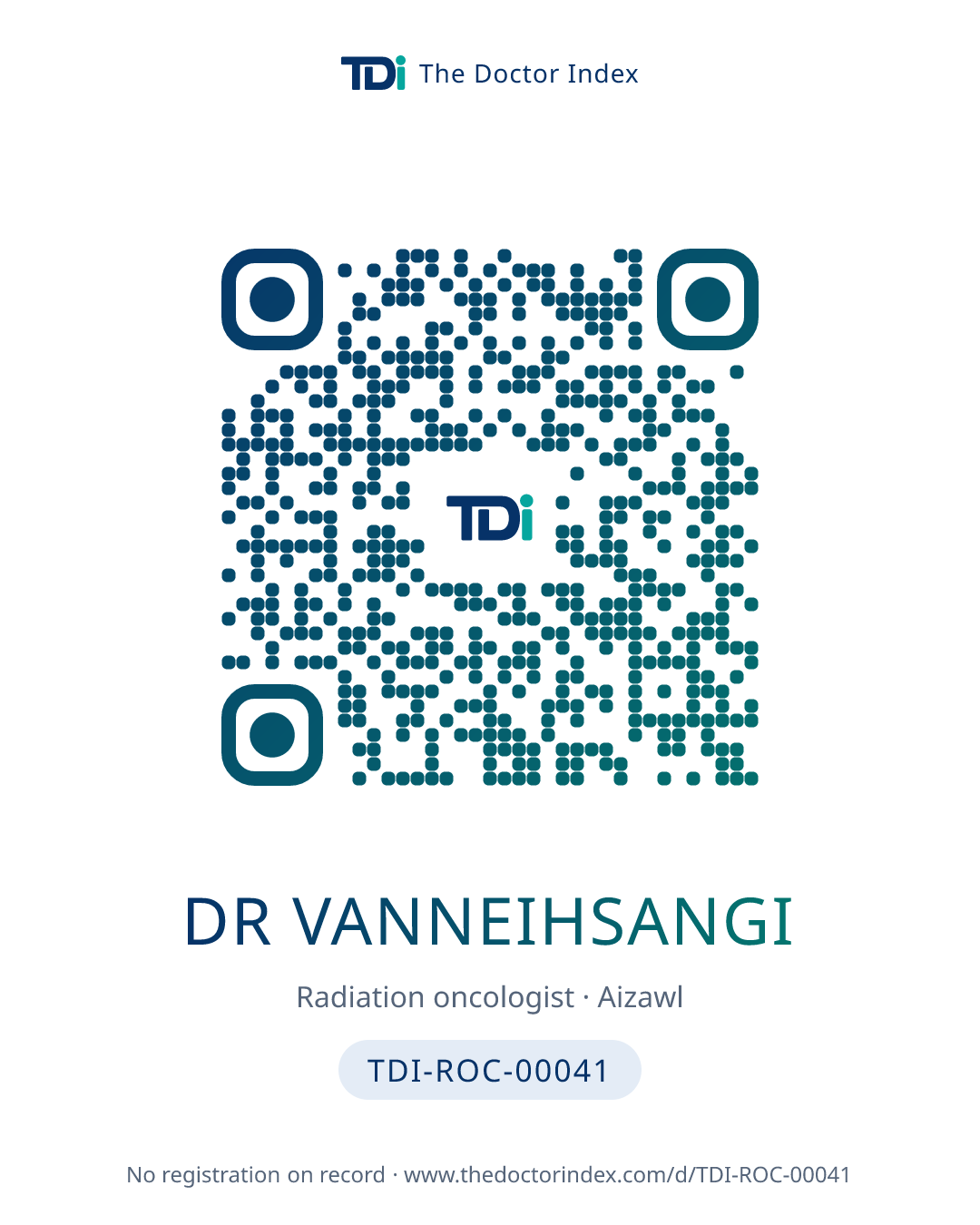 QR card for Dr Vanneihsangi, TDI-ROC-00041