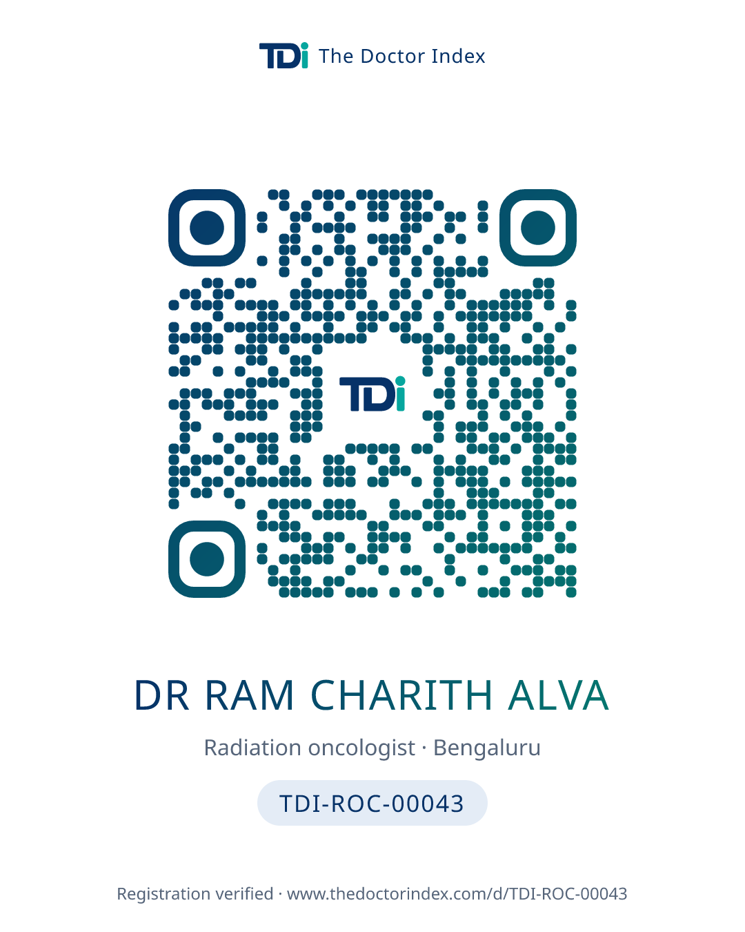 QR card for Dr Ram Charith Alva, TDI-ROC-00043