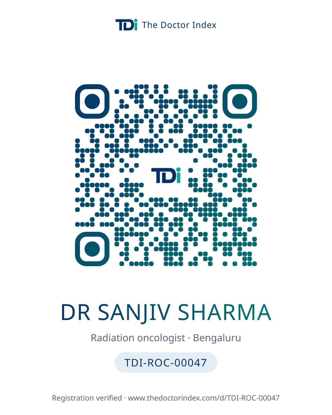 QR card for Dr Sanjiv Sharma, TDI-ROC-00047