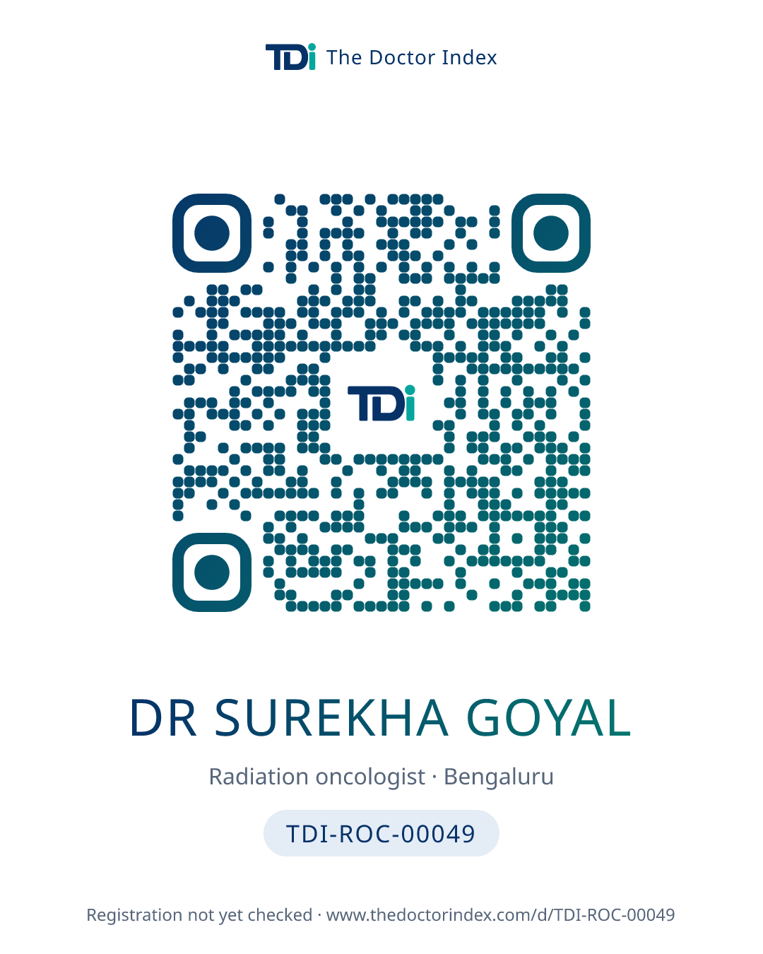 QR card for Dr Surekha Goyal, TDI-ROC-00049