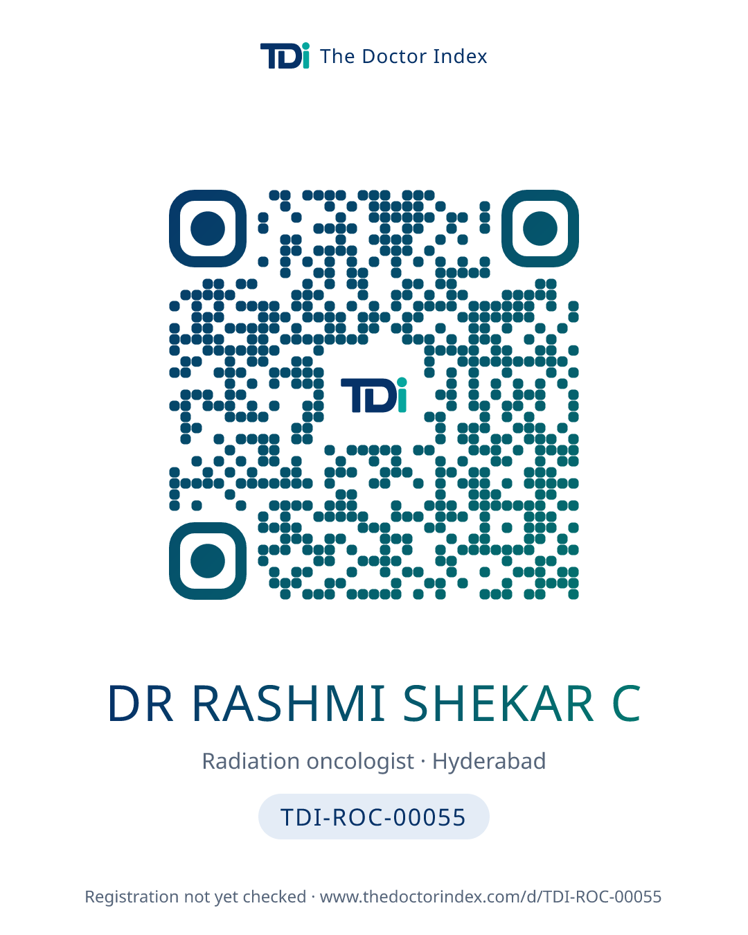 QR card for Dr Rashmi Shekar C, TDI-ROC-00055