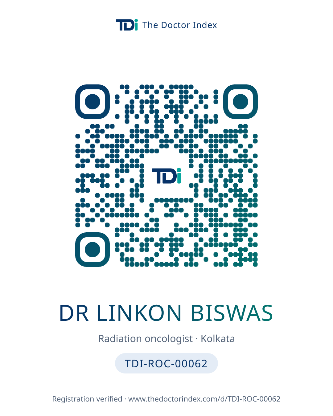 QR card for Dr Linkon Biswas, TDI-ROC-00062