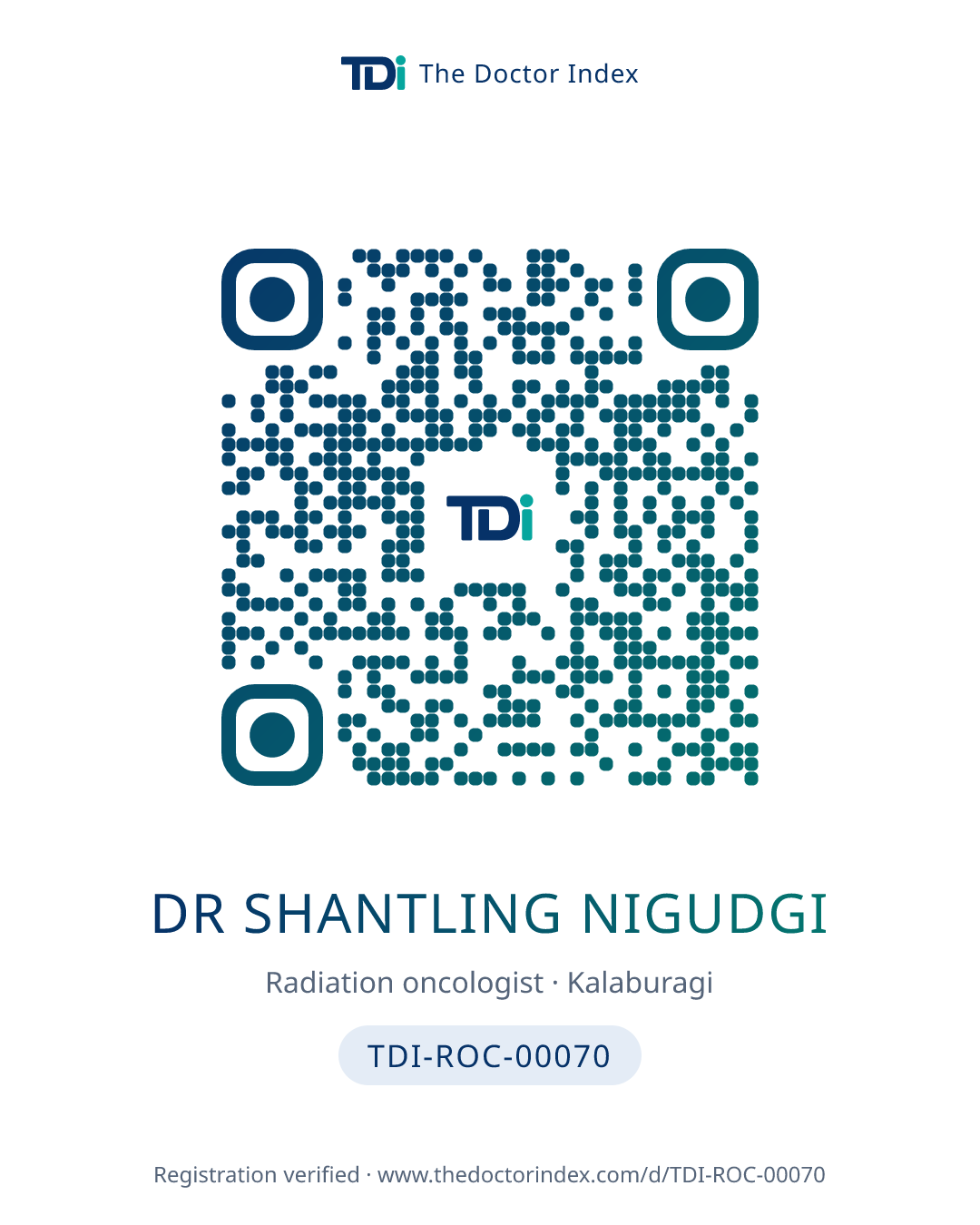 QR card for Dr Shantling Nigudgi, TDI-ROC-00070