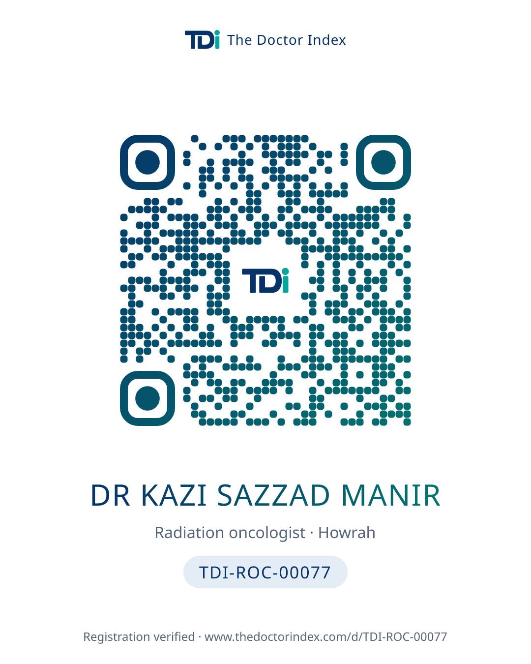 QR card for Dr Kazi Sazzad Manir, TDI-ROC-00077