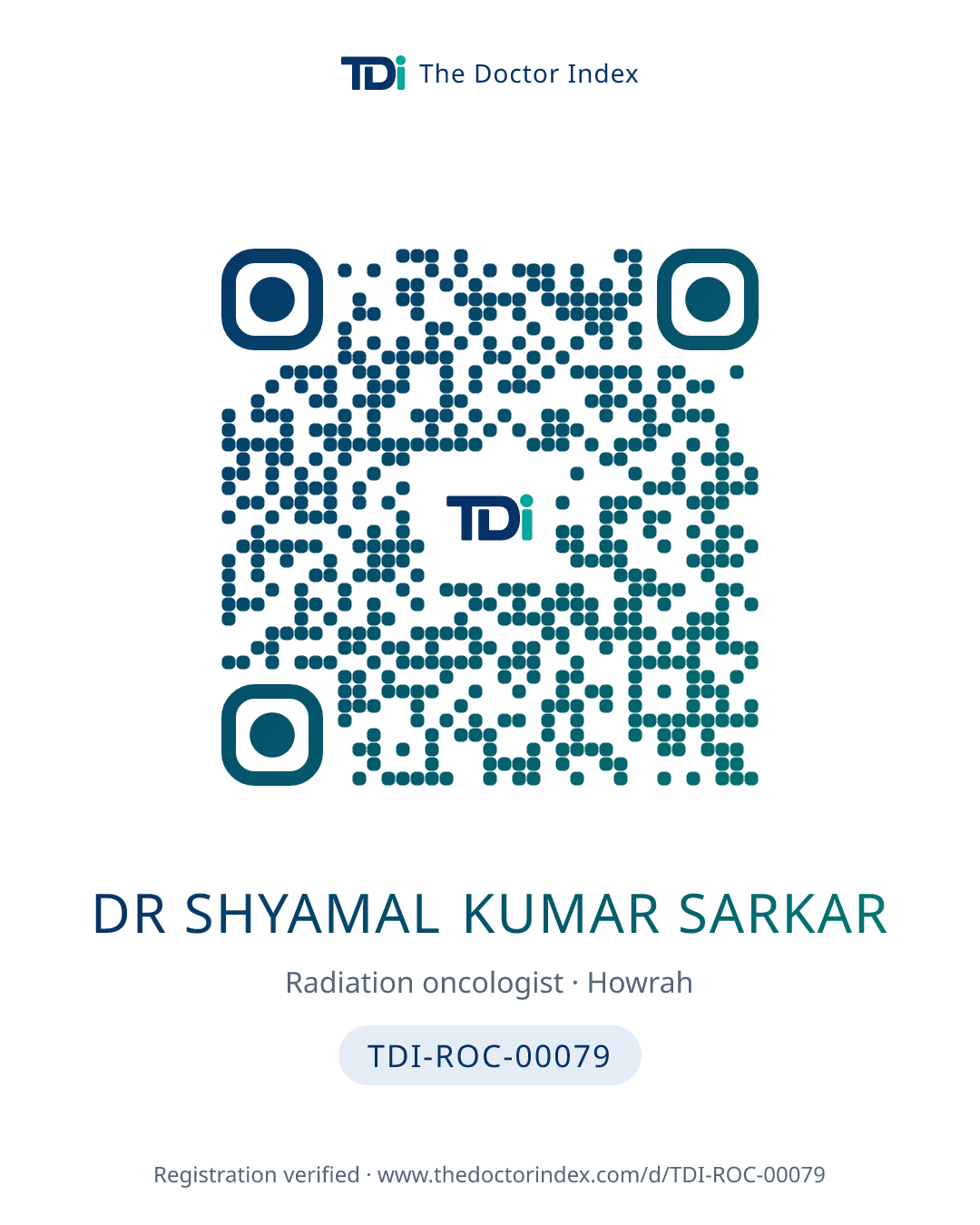 QR card for Dr Shyamal Kumar Sarkar, TDI-ROC-00079
