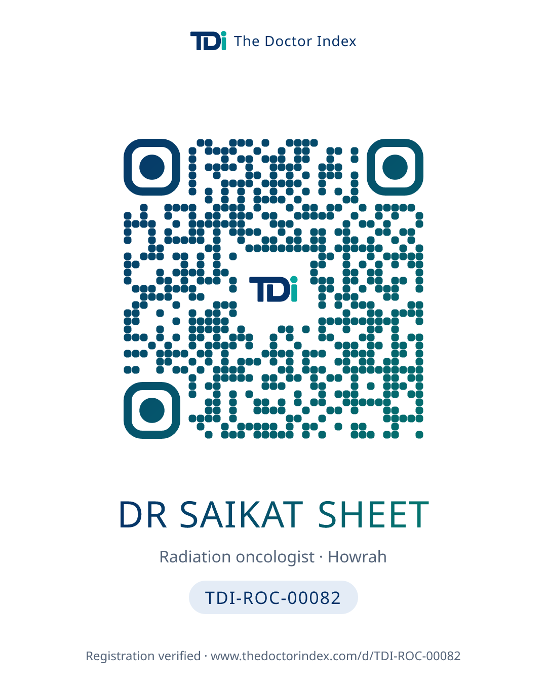 QR card for Dr Saikat Sheet, TDI-ROC-00082