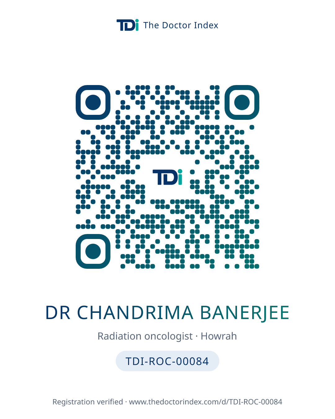 QR card for Dr Chandrima Banerjee, TDI-ROC-00084