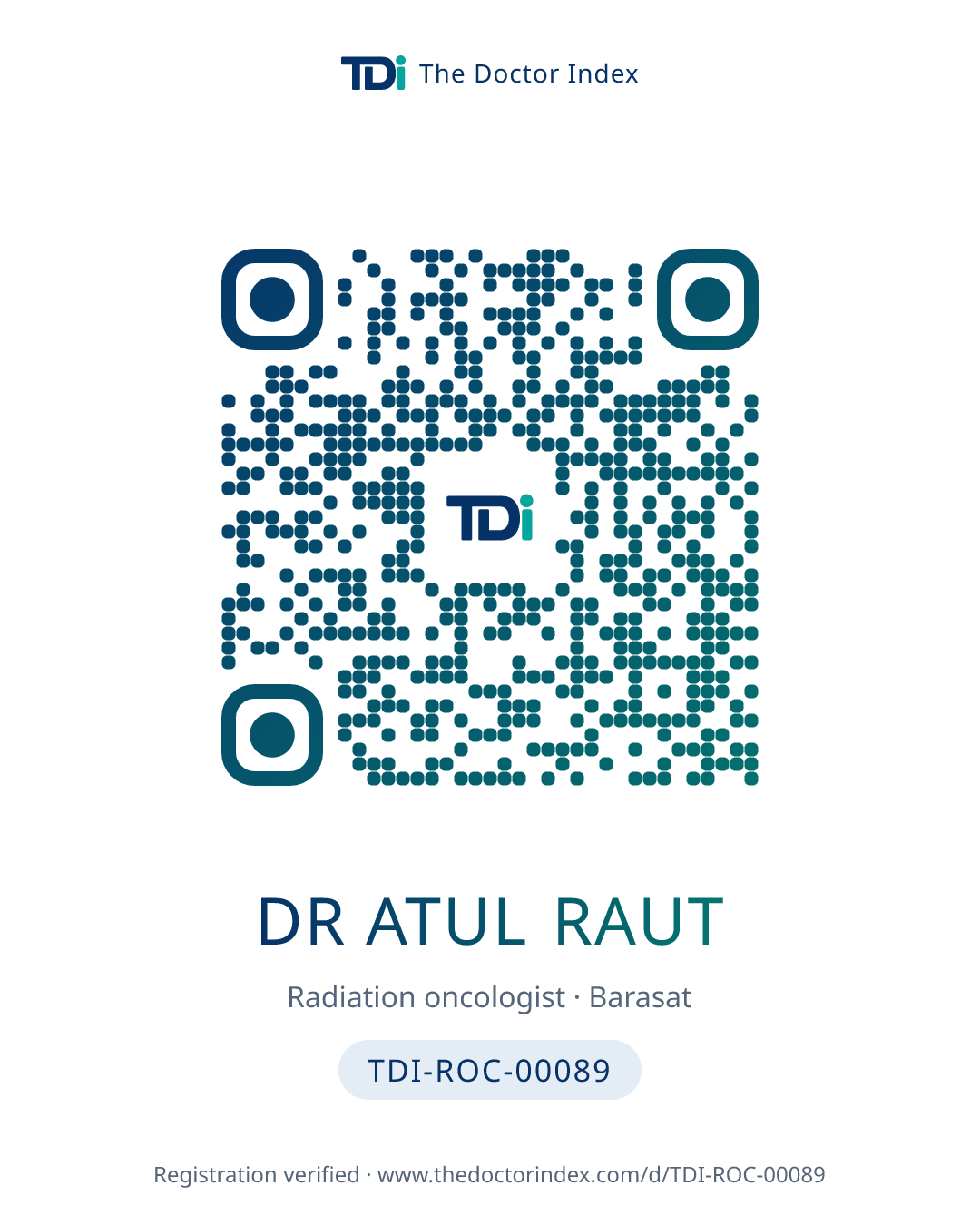 QR card for Dr Atul Raut, TDI-ROC-00089