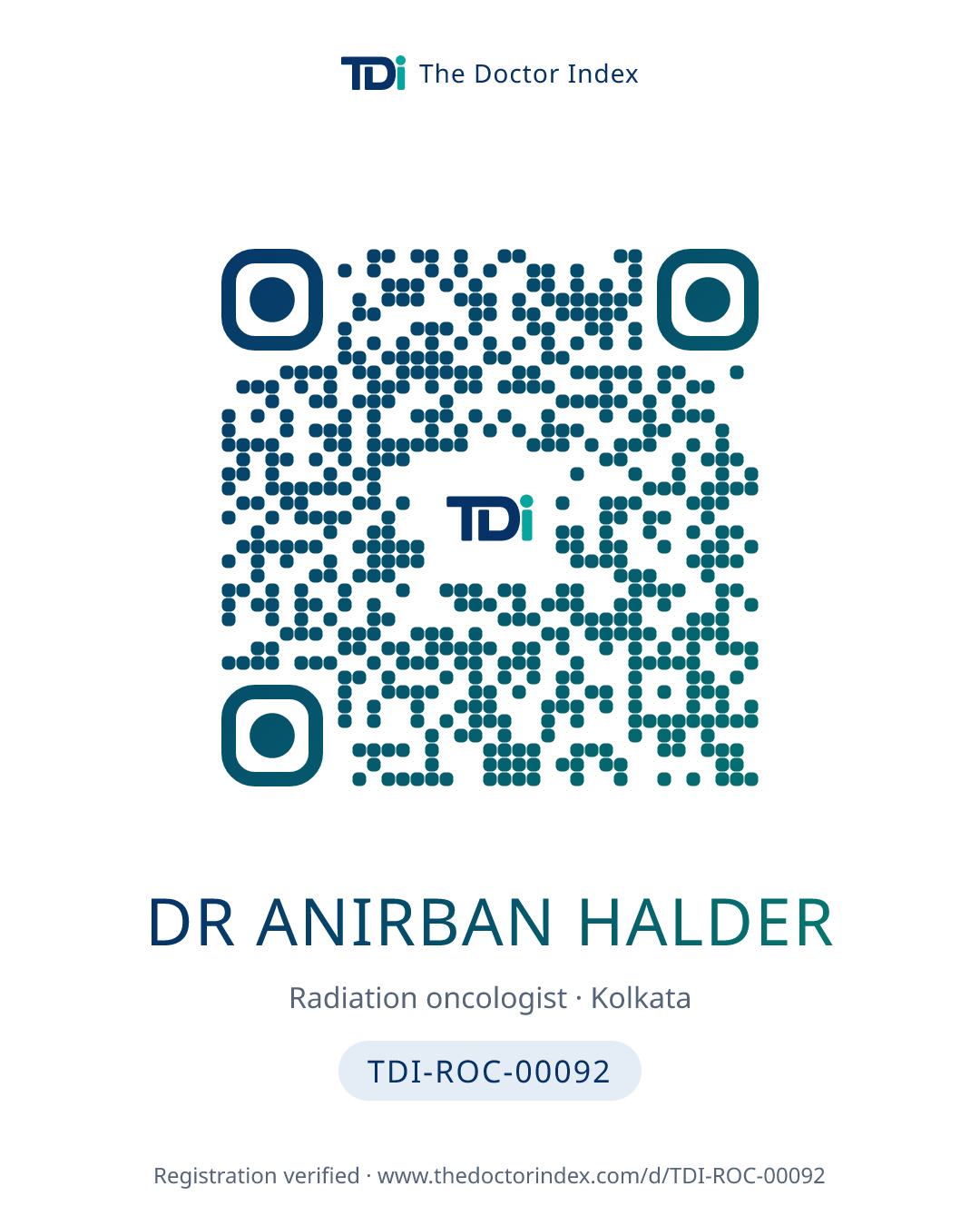 QR card for Dr Anirban Halder, TDI-ROC-00092