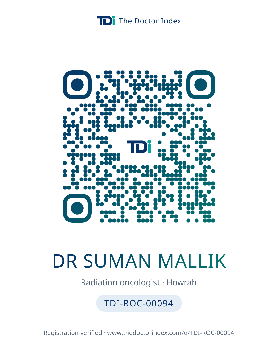 QR card for Dr Suman Mallik, TDI-ROC-00094