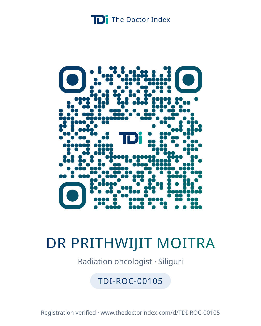 QR card for Dr Prithwijit Moitra, TDI-ROC-00105