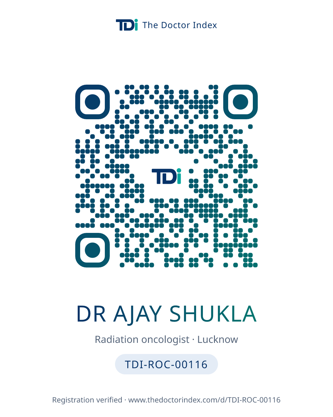 QR card for Dr Ajay Shukla, TDI-ROC-00116